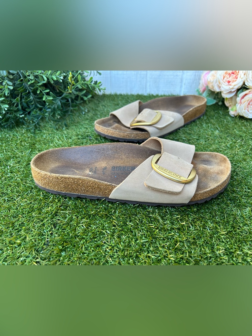Birkenstock🍂Madrid BIG buckle leather sandals sandcastle size 41 US 10-10.5 - Picture 10 of 16
